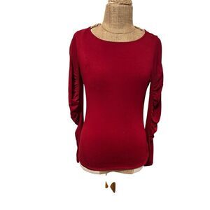 Bailey 44 long sleeve top sz small red rouched sleeve